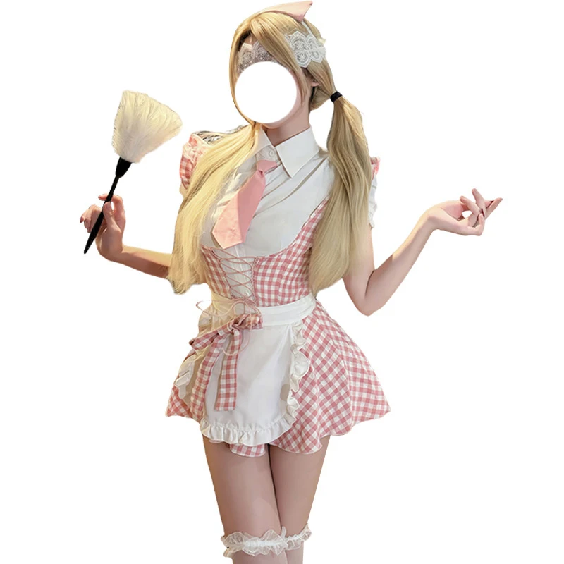 

Cute Sweet Pink Lolita Dress Maid Outfits Kawaii Servant Maid Costume Coffee Girl Role Play Uniform Waiter Cosplay Nightdress