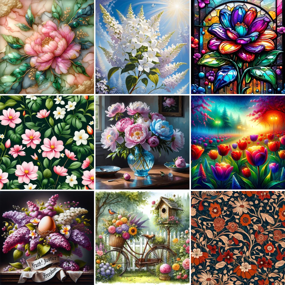 Peinture acrylique GT par numéros pour enfants, fleurs, pivoine, tuilpe, peinture par numéros, artisanat fait à la main, 50x70