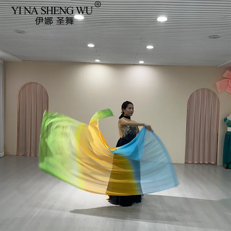 Belly Dance Accessories Chiffon Veil Flags Gradient Color Flag Adult Women Stage Performance Practice Carnival Props for Dance