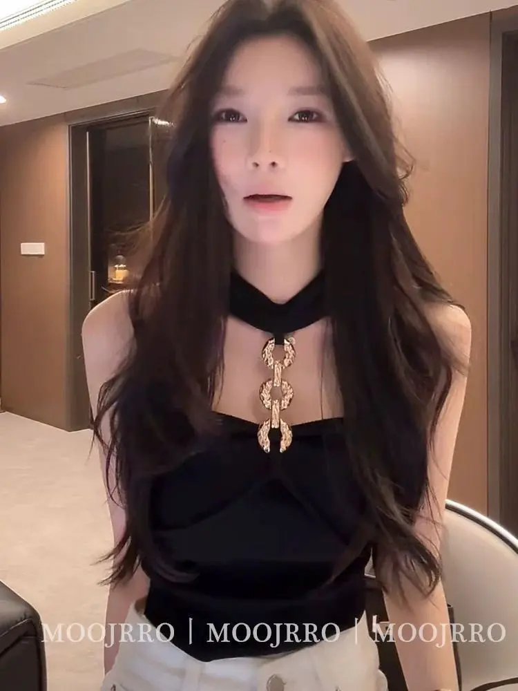 Elegant Halter Camisole With Chest Pads For Women Summer Sexy Off-shoulder Tube Top Sequin Evening Party Basic Blouse Underwear