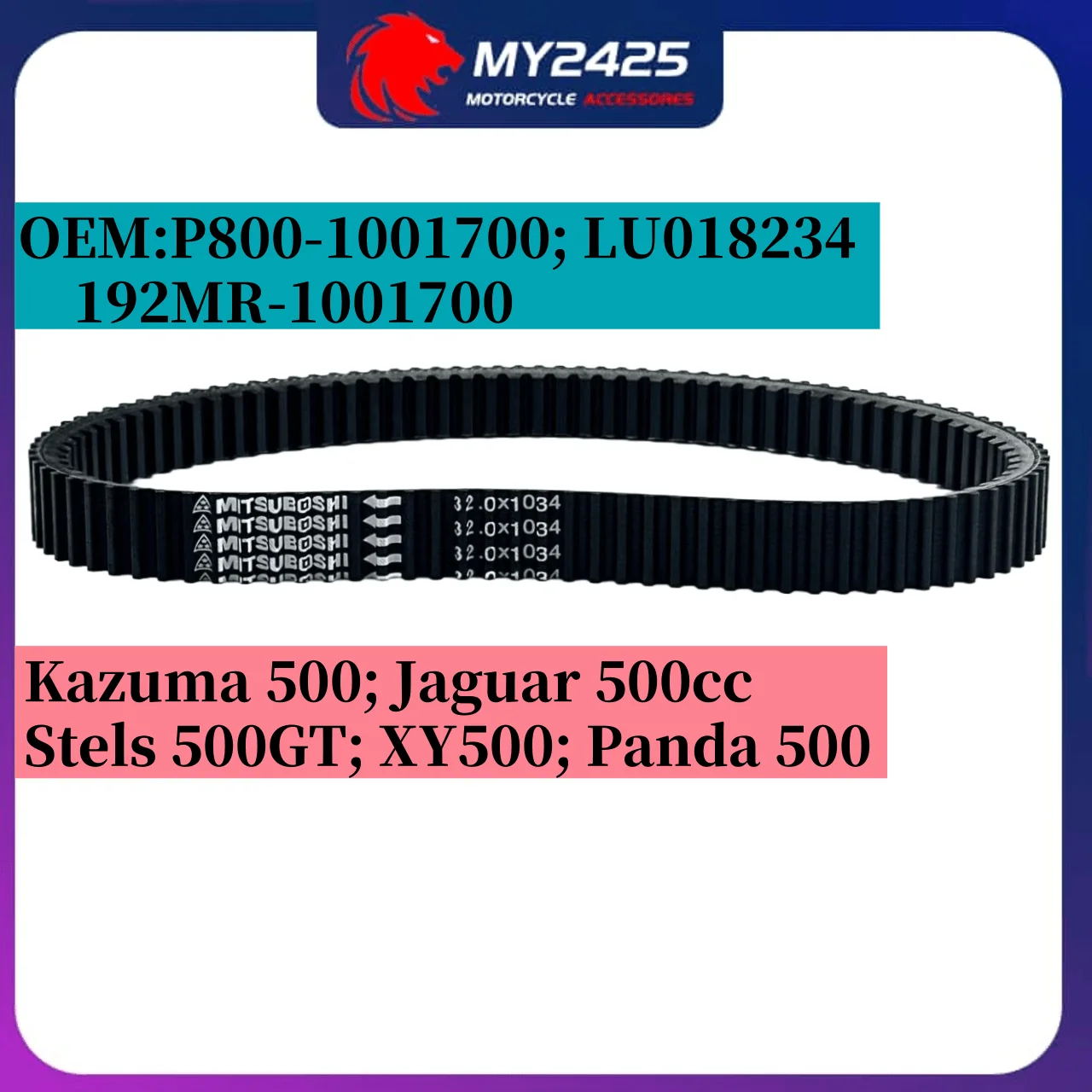 

Kazuma 500 Drive Belt For Kazuma 500 Jaguar J500 Xinyang 500 Stels 500GT P800-1001700 LU018234 21571-5020 192MR-1001700