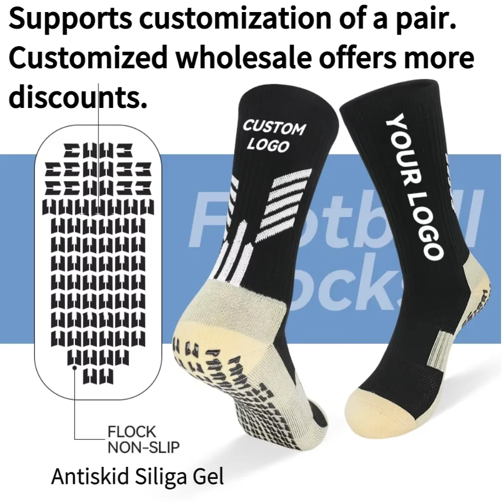 Chaussettes de Football antidérapantes professionnelles pour enfants, Tube moyen, pour hommes, coupe absorbant la sueur, serviette, colle inférieure antidérapante