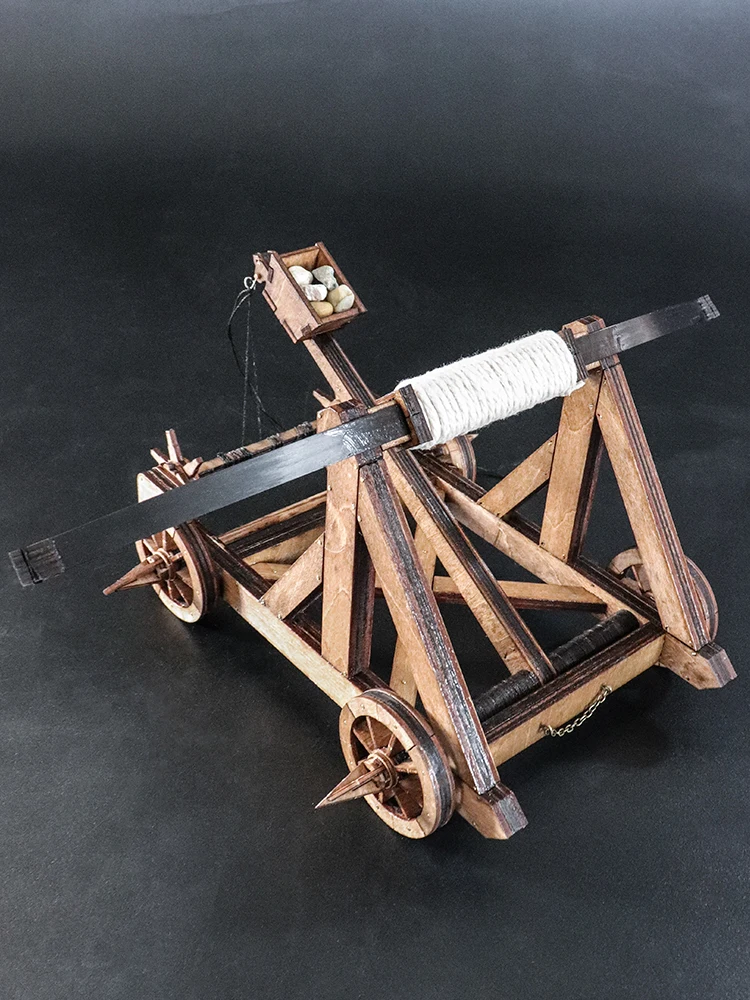Medieval elastic catapult ornaments ancient chariot model wooden handmade DIY decoration