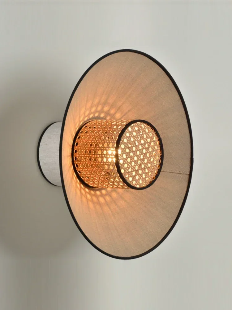 Market Bamboo Wabi Sabi Style Japanese Colourful Cloth Light Post Modern E27 Mounted Living Room Bedside Kitchen Island Light