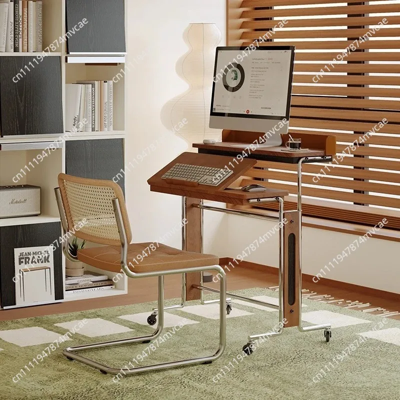 Two Half Desks, Mobile Chinese-Style Desks, Adjustable Computer Desks for Children, Retro Bedside Desks for Study and Work