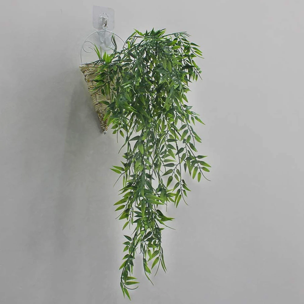 2 Pack Hanging Artificial Plants Bamboo Faux Hanging Bamboo Leaves Weeping Drooping Plant for Indoor Outdoor Wall Home