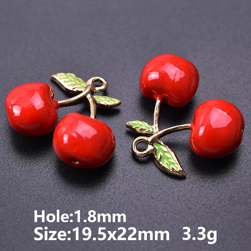 5pcs Cute Fruit Charm Pendants for DIY Jewellery Making