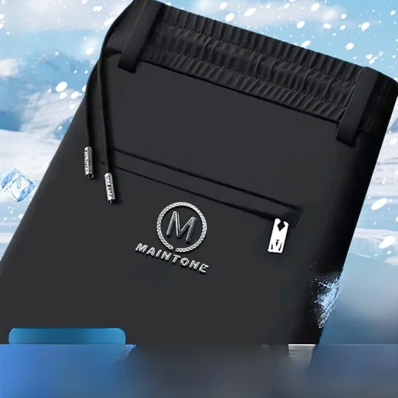 

Men's Casual Ice Silk Straight Leg Thin Breathable Summer Loose Faionable mid Youths Dad Pants Urban Sle Long Trousers