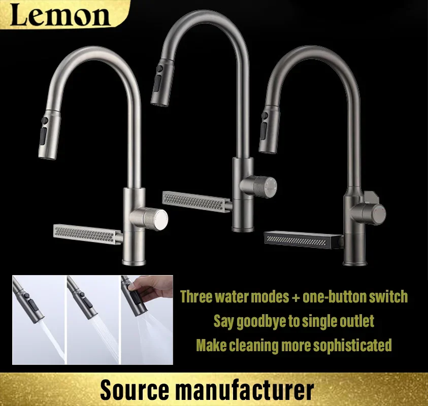 Waterfall Kitchen Sink Faucet Hot And Cold Rotating Pull-out Mixer Tap Gourmet Sink Faucet for Kitchen