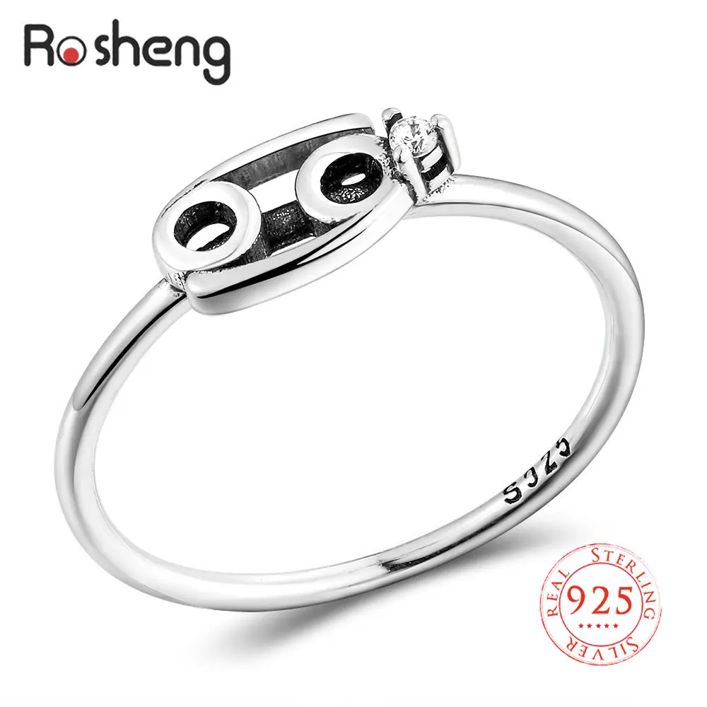 925 Sterling Silver Zodiac Signs Cancer Ring for Women Twelve Constellation Rings Fine Jewelry Holiday gifts