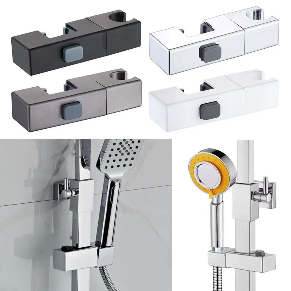 Rectangular Pipe Shower Head Holder Adjustable Replacement Sprayer Fixed Base Rotatable Riser Rail Bracket