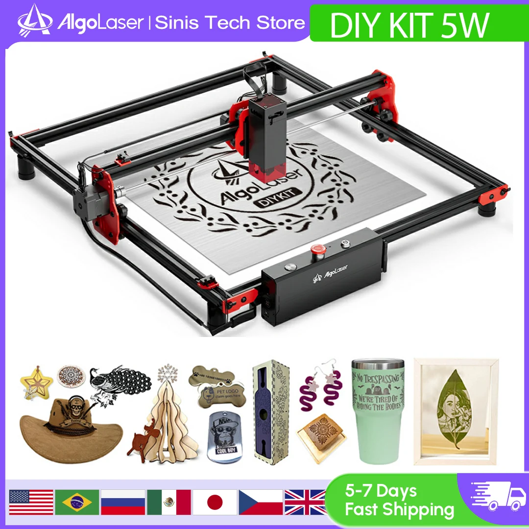 DIY 키트 5W 레이저 조각기 CNC 고정밀 레이저 커터 및 조각기 (반려견 인식표, 가죽, 금속, 나무, 아크릴 작업 DIY용)