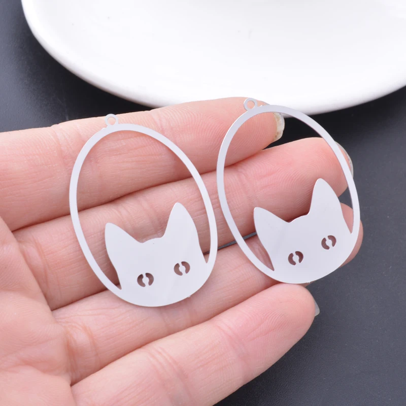 10 Stück Messing Edelstahl Lasergeschnittene Katzen-Anhänger Niedliche Tiere Schwarz Gold Farbe Katzen-Anhänger DIY Schmuck Großhandel Zubehör – Detail 14