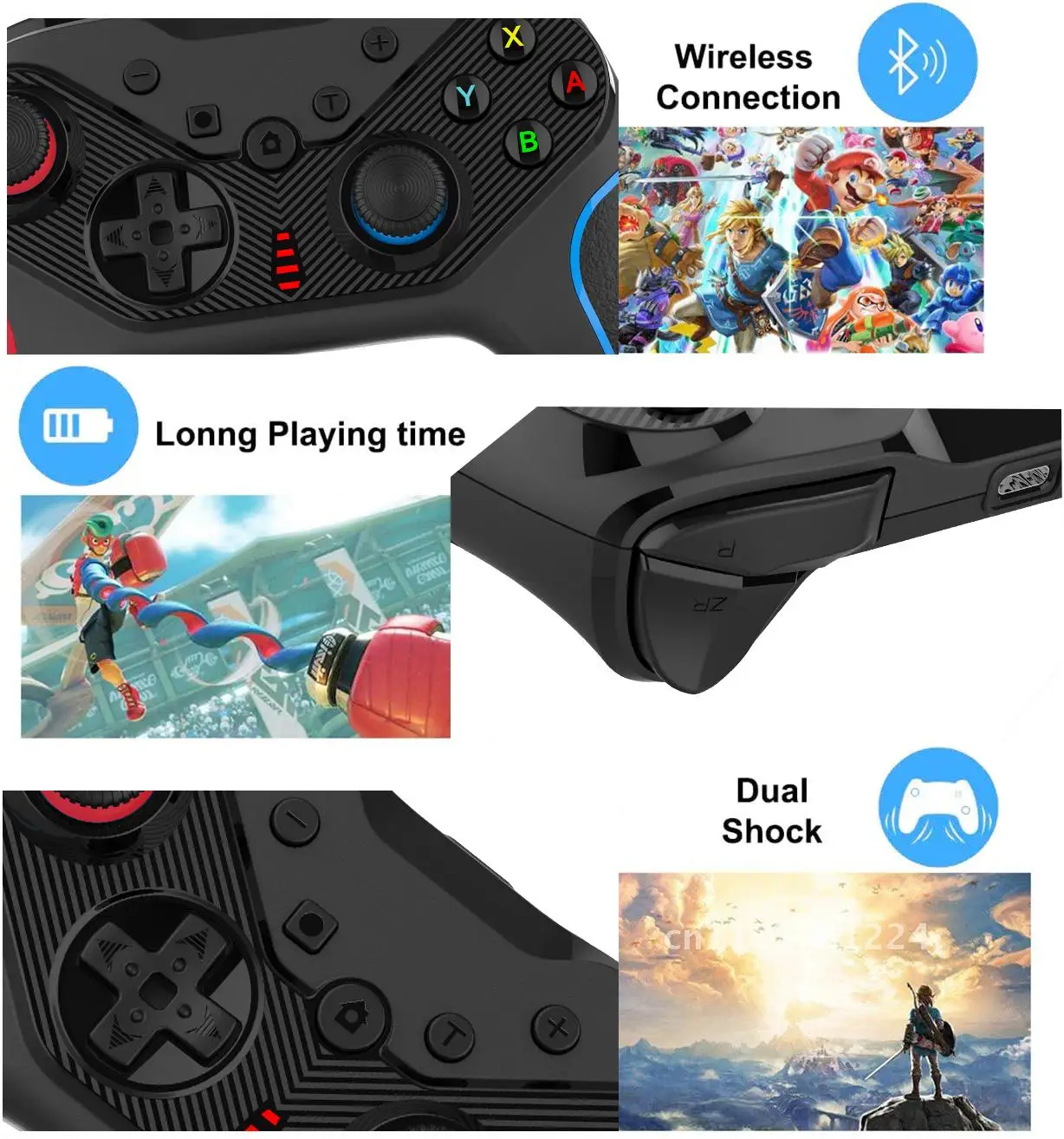 Switch Controller Wireless Pro Controller for NS steam ios Remote Gamepad with Joystick Adjustable Turbo Vibration Ergonomic Non