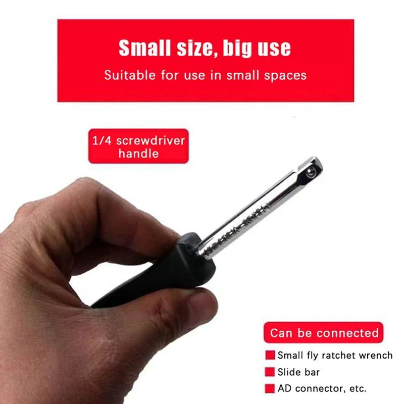 150 MM 1/4-inch Female Square Drive Handle Socket Wrench for Small Flying Ratchet Wrenches Slide Rod AD Connectors