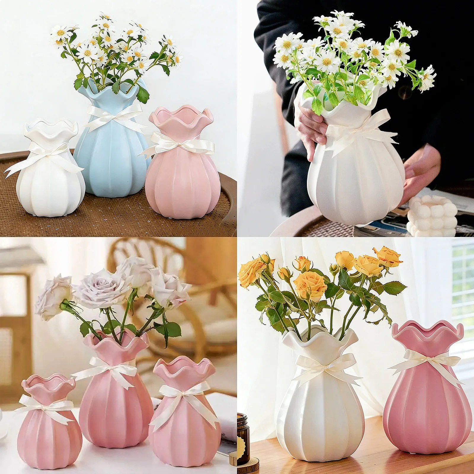 Nordic Ruffle Pineapple Ceramic Vase Flower Arrangement Living Room Home Decor  Home Decoration