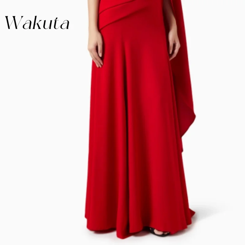 Wakuta Vintage Elegant One Shoulder Satin Dress Classic Ruffles Saudi Arabia Prom Robe Fashion Shawl Floor Length Evening Gowns