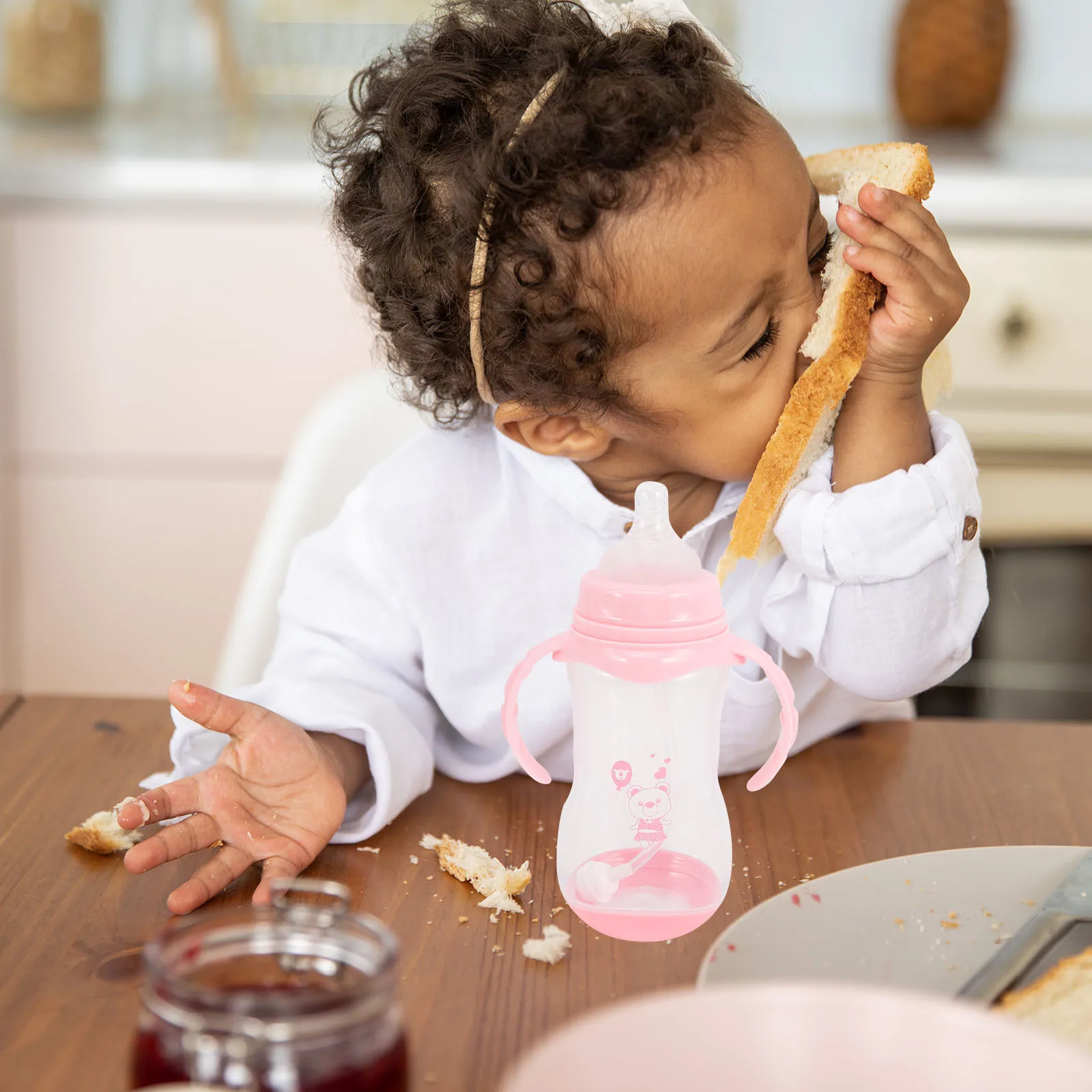 

1Set Temperature Color Changing Wide Mouth Baby Feeding Bottle Leak Proof Nursing Bottle Newborn Milk Feeder Portable Travel