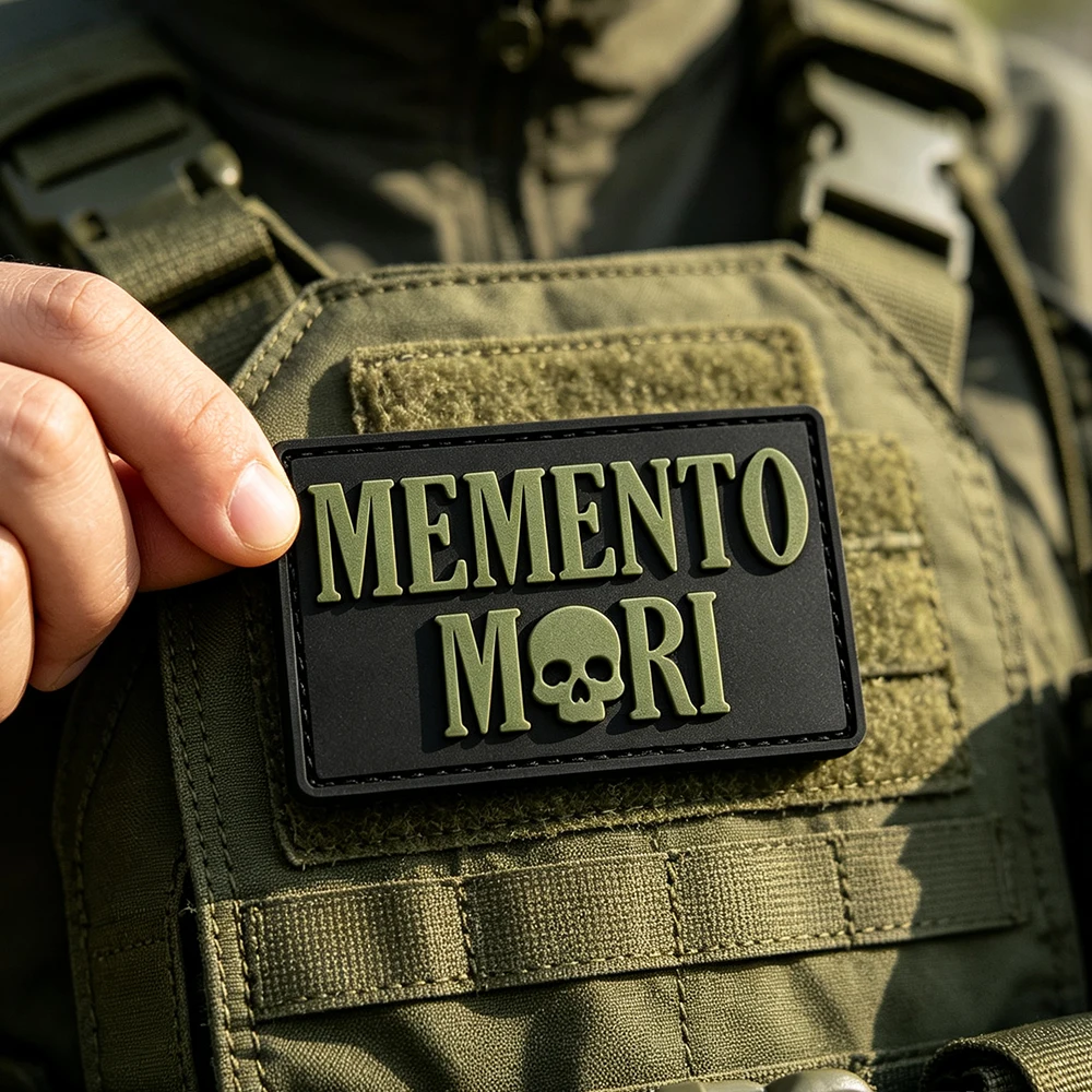 MEMENTO MORI 3D PVC Patch Skull Tactical Patch with Hook Backing for Backpack Hat