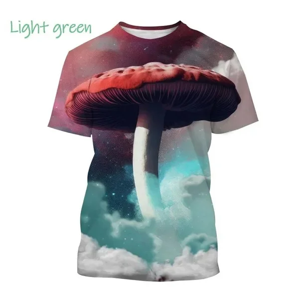 

New Fashion Summer Hot Sale Mushroom Funny 3D PrintedT-shirt Men Women Cartoon Casual Short-sleeve T-shirt Kid Cute Tees Tops