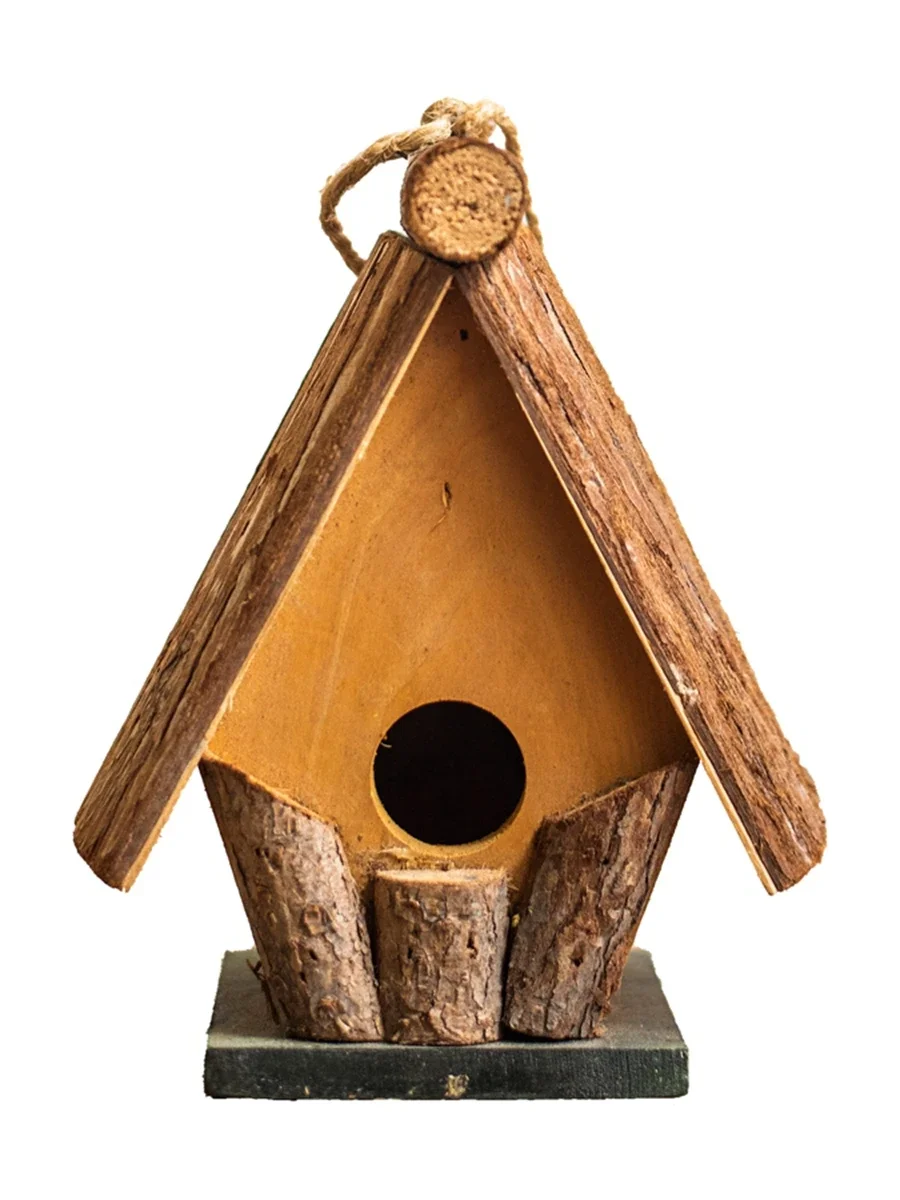 Natural wooden bird house bird house, garden tree decoration pendant balcony atmosphere pendant