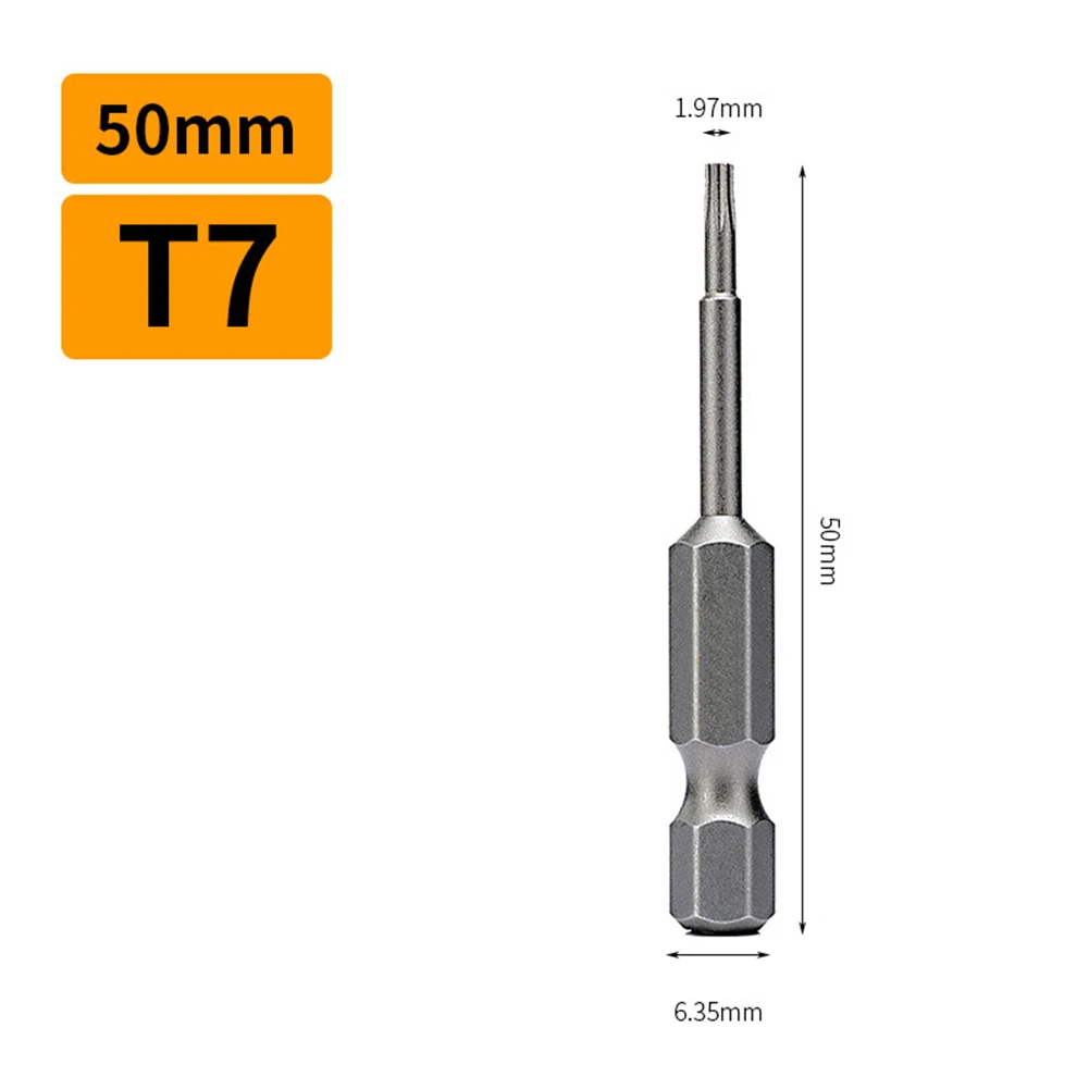 Baja Paduan Magnetik Untuk Mata Obeng Torx 50mm untuk T6 T40 dengan Shank Hex untuk Presisi dan Stabilitas di Ruang Sempit