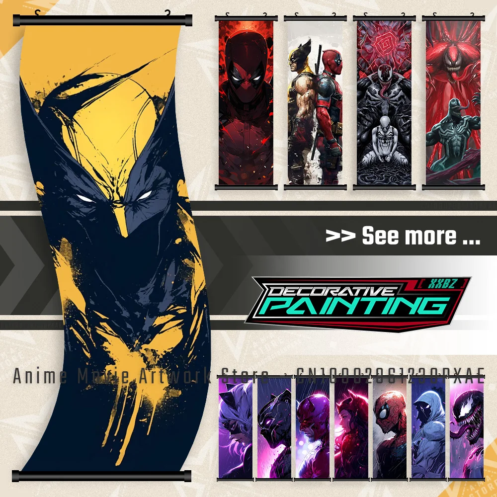 

Marvel Superhero Spider Man Venom Wall Art Canvas Scroll Picture Movie Poster Hanging Painting Print Home Decoration Living Room