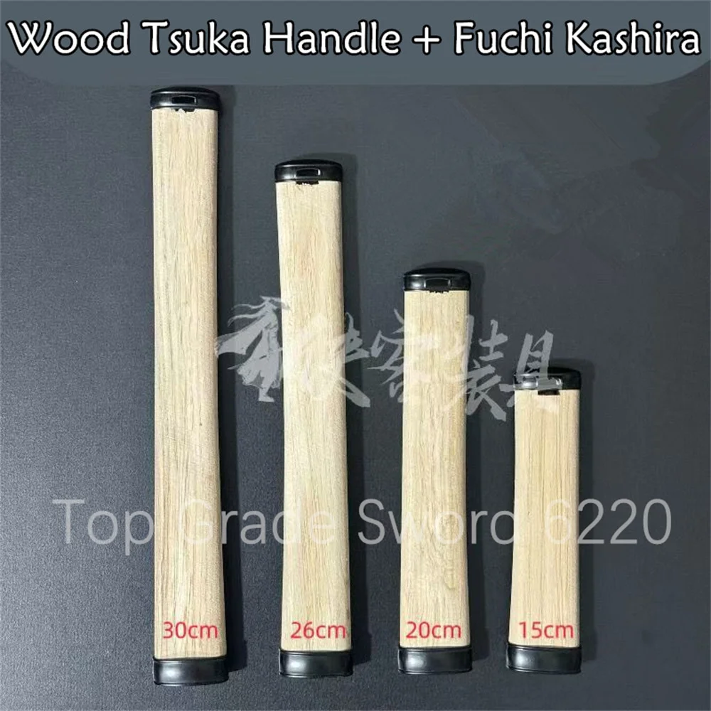 Good Quality HandMade Hardwood Wood Tsuka Handle + Fuchi Kashira For Japanese Sword Samurai Katana DIY Fittings Sword Parts
