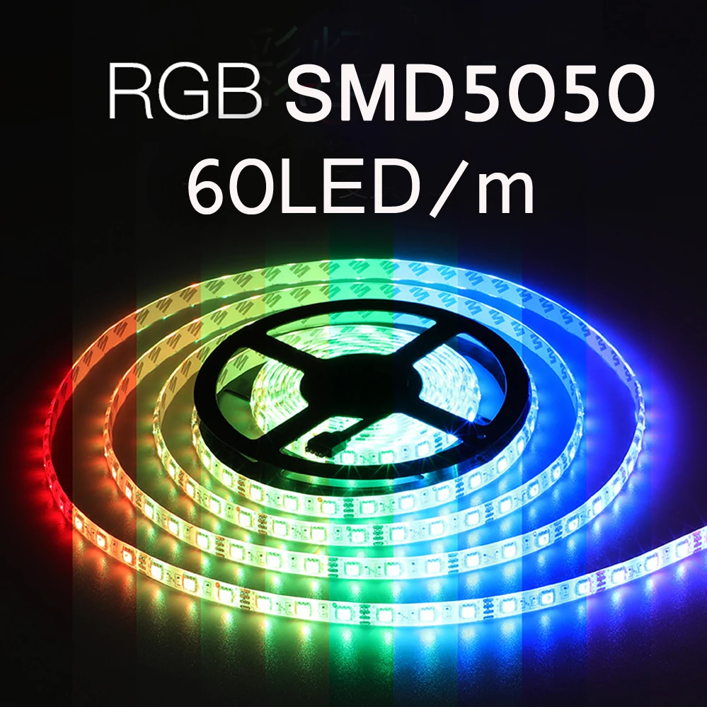 Taśma Led 5050 RGB 12V 24V 6mm/10mm taśma elastyczne światło PCB 60LED 5m 10m 20m 30m 50m 100m wysoka jasność wstążka Waterprof wystrój