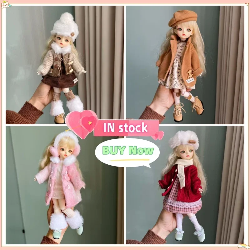 New Exclusive Hot Item 30cm BJD Doll Fashion Outfit 1/6 Doll Clothes Winter Coat Dress Hat Set Girl Toy Holiday Gift Accessories