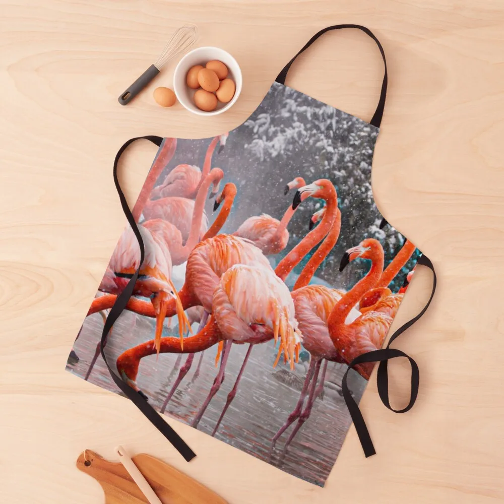 

Winter perch of the Flamingo Apron Kitchen Supplies Idea Goods Hairdressing Women's with pockets Apron