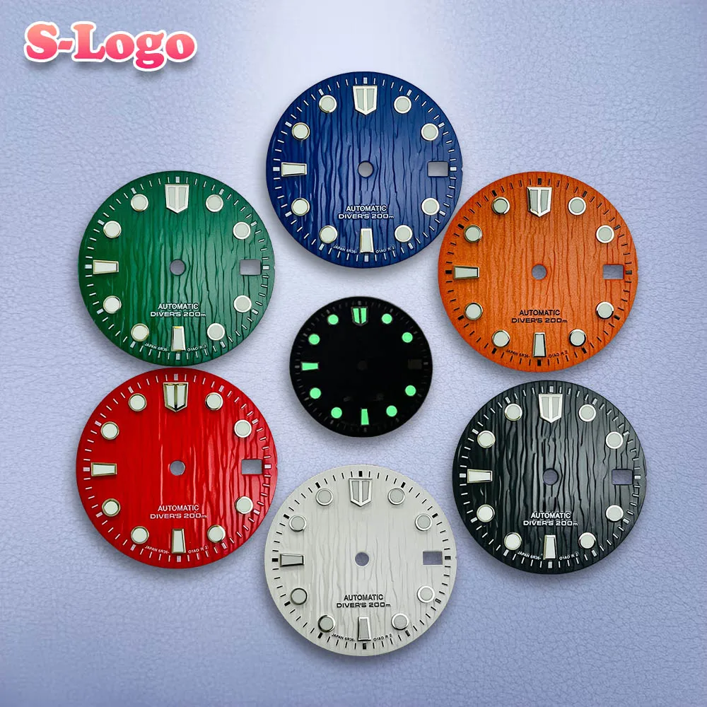 

28.5mm S Logo NH35 Dial Sunray Dial Suitable For NH35/NH36 Movement Green Luminous NH35 Watch Accessories Watch Dial Repair Tool