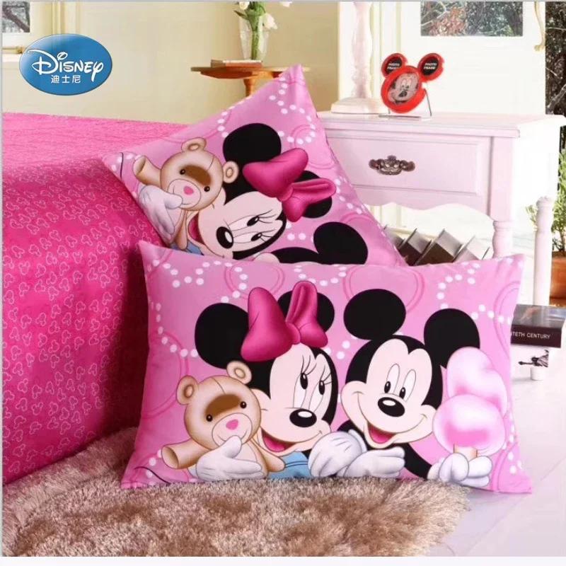 Disney New 100% Cotton Pillowcases 2Pcs Minnie Mickey Mouse Princess Mermaid Couple Pillow Cover Decorative PillowsCase 48x74cm