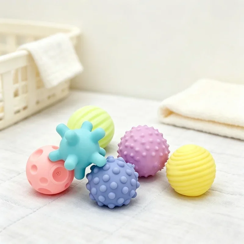 Mixed Texture Soft Rubber Balls Set Tactile Sense Development Hand Grasp Workout For Bathroom And Indoor Rest Area Application