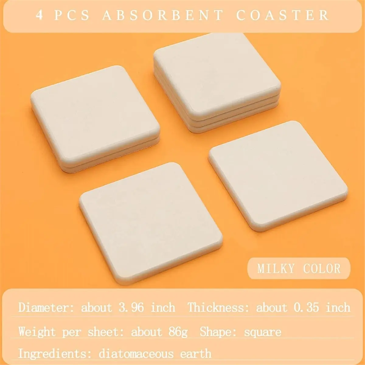 Absorbent Diatomite Drink Coasters Set of 8, Fast Water Absorption in Seconds, Non-Slip Heat Insulation Round