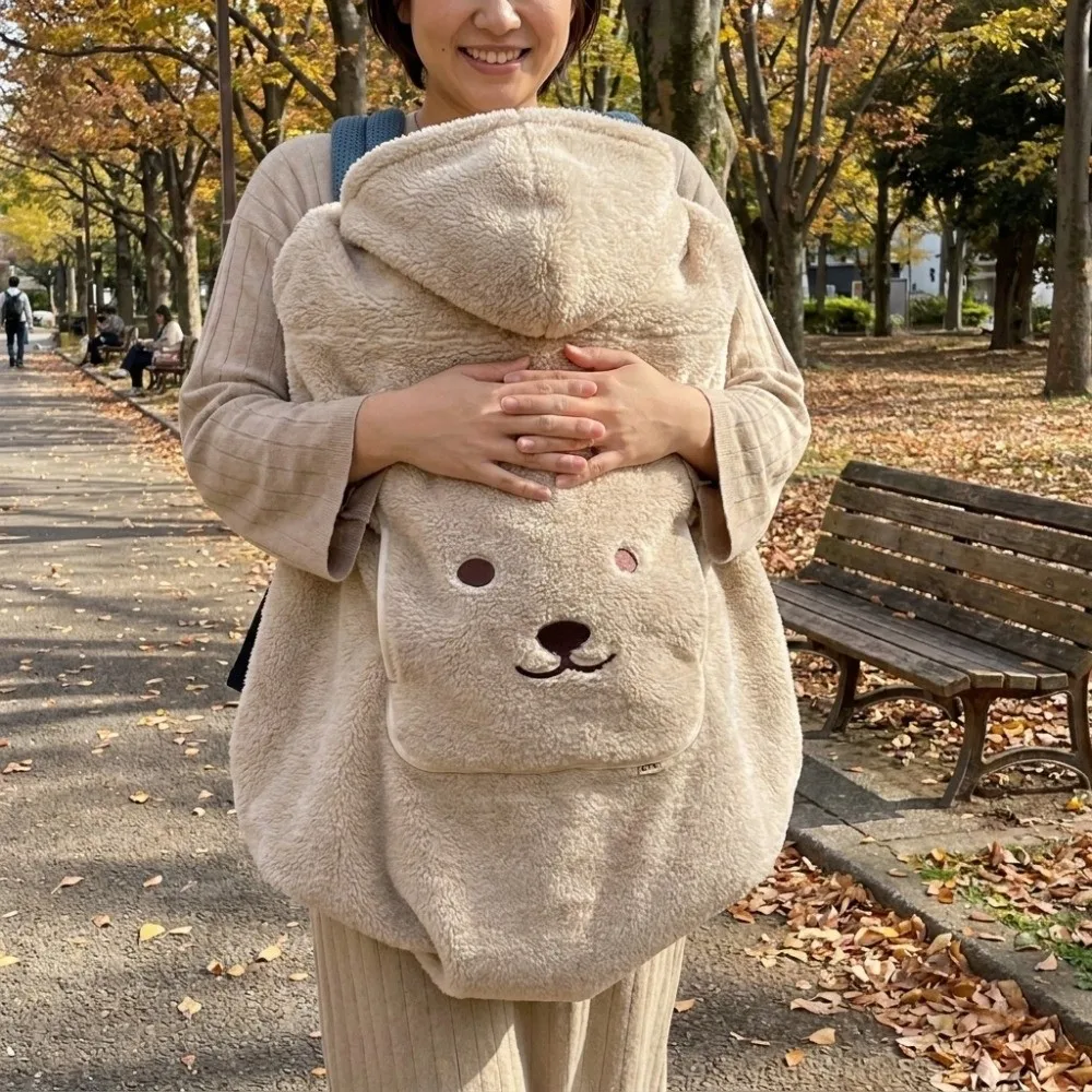 Embroidered Bear Baby Throw Blanket Plush with Straps Kids Multi-functional Blanket Windproof Thickened Stroller Wrap Daily Use