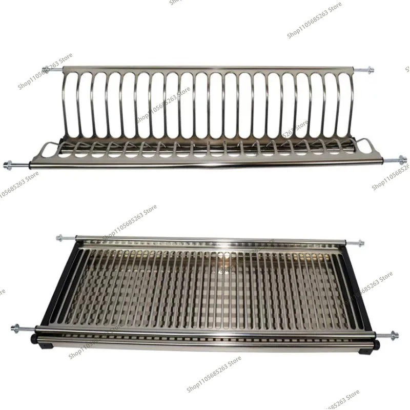 Stainless steel dish drain rack double-layer hanging punched basket hanging cabinet storage rack