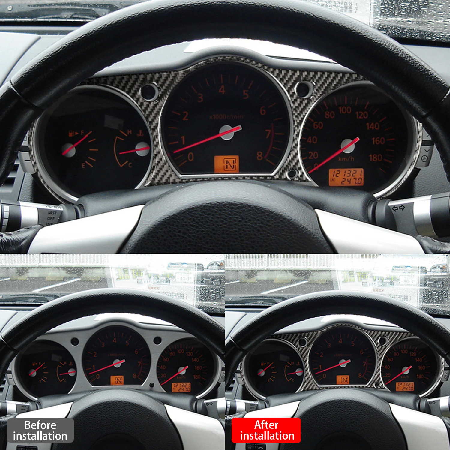 Carbon Fiber Interior For NISSAN 350Z Z33 2003-2009 Accessories Car Dashboard Speedometer Frame Cover Trim Sticker