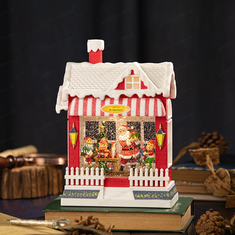 Christmas Workshop Ornaments Music Box Ornaments Gifts Elderly Scene Arrangement Snowflake Store Crafts Gifts