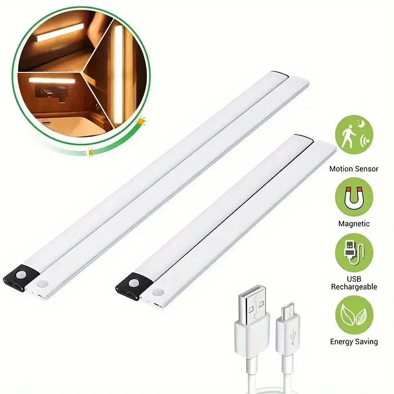 

40CM LED Motion Sensor Under Cabinet Closet Light USB Rechargeable Kitchen Lamp Strip