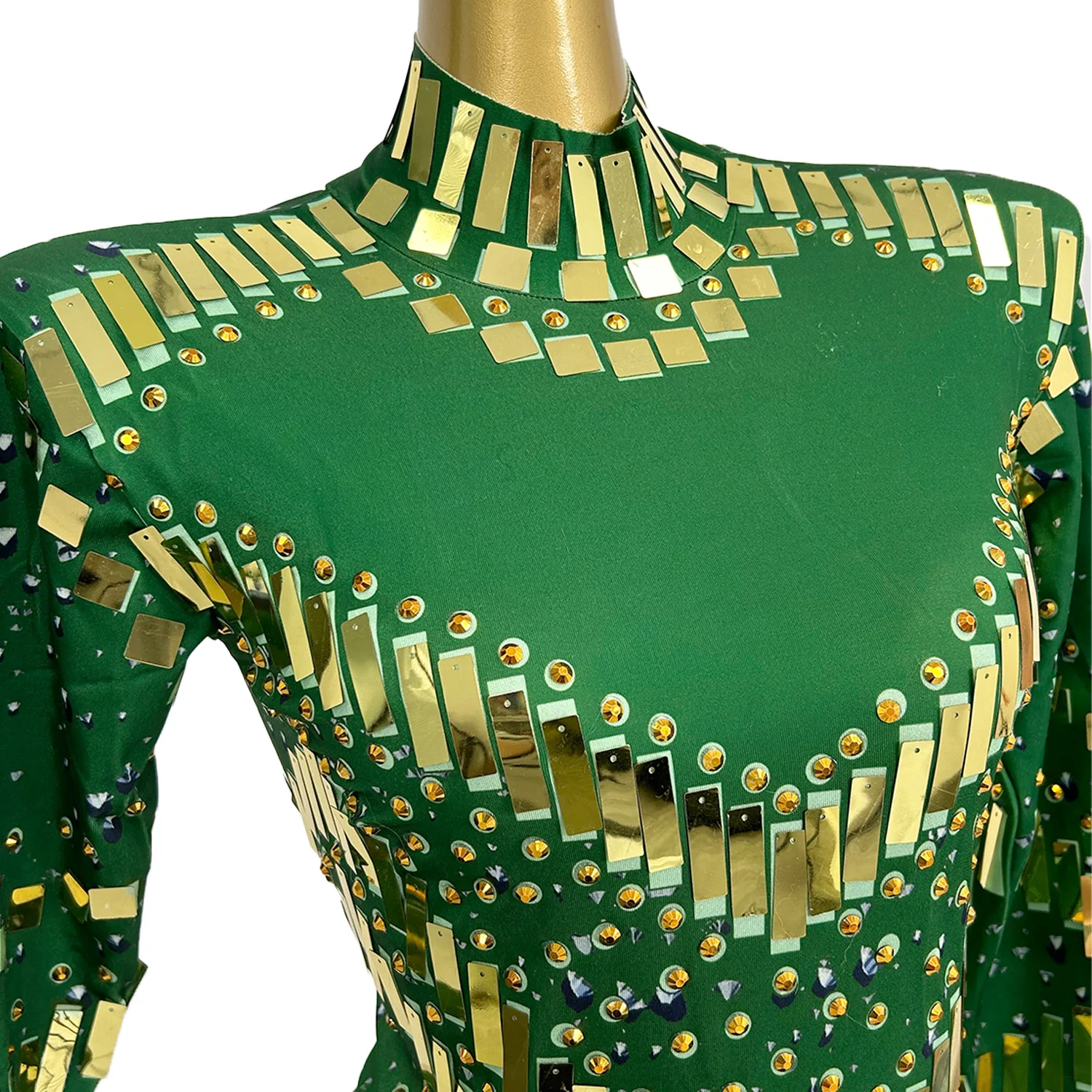 New Mirror Party Dress Green Stretch Stage Dance Dress Nightclub Party Celebrate Dress Women Dancer Performance Clothes Xieshi