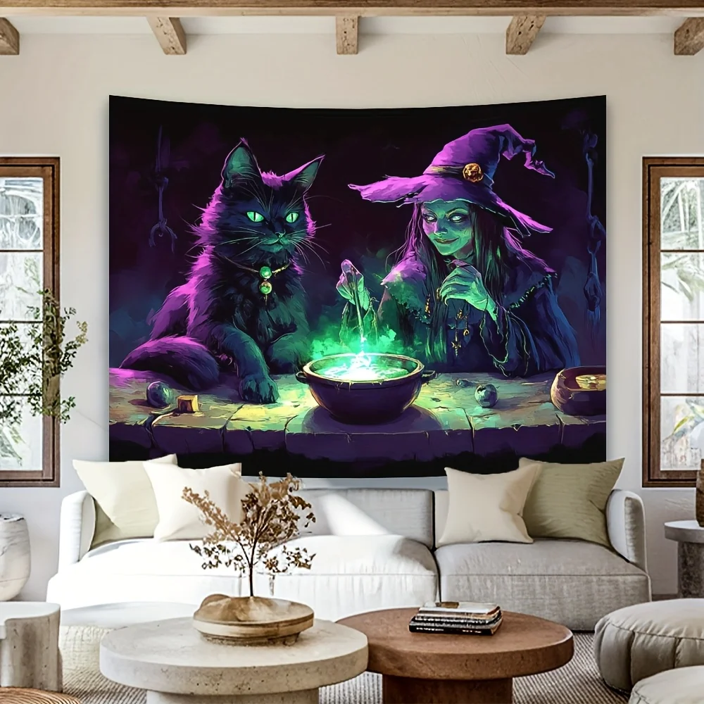 

Фон для вечеринки в тематике «Зеленый котел и черный кот» от VIKAMA, темные тона, подходит для спален и гостиных