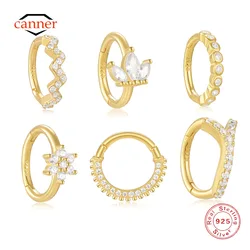 CANNER 1PC 925 Sterling Silver Horse Eye Zircon Cartilage Earrings Nose Ring Piercing For Women 18K Gold Ins Fine Jewelry Gift