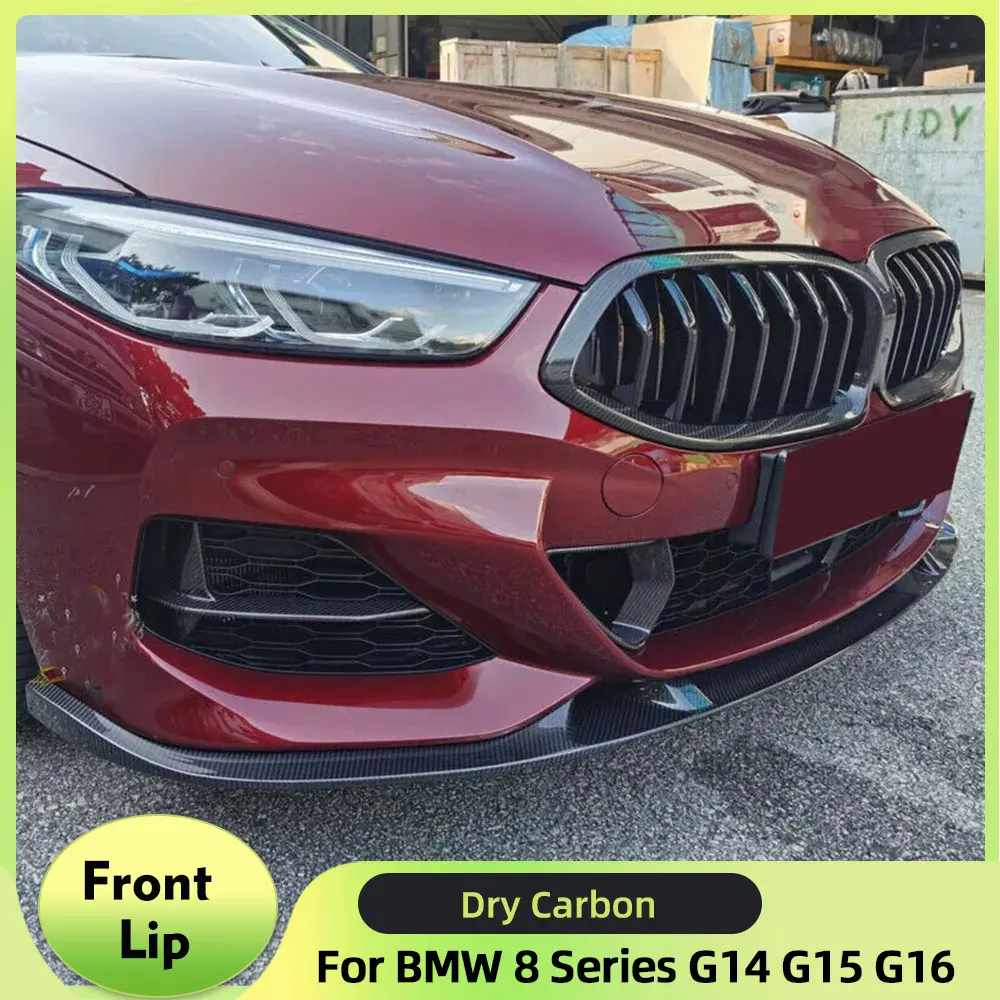 Car Front Bumper Lip Spoiler for BMW 8 Series G14 G15 G16 M Sport 2018-2022 Dry Carbon Car Front Lip Spoiler Splitters Guard