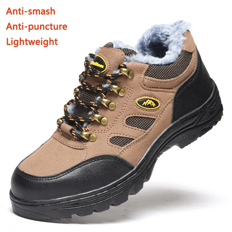 Zapatos De Seguridad 2023 New Men\'s Winter Safety Shoes Plush For Warmth High Quality Outdoor Work Plus Size Sepatu Safety