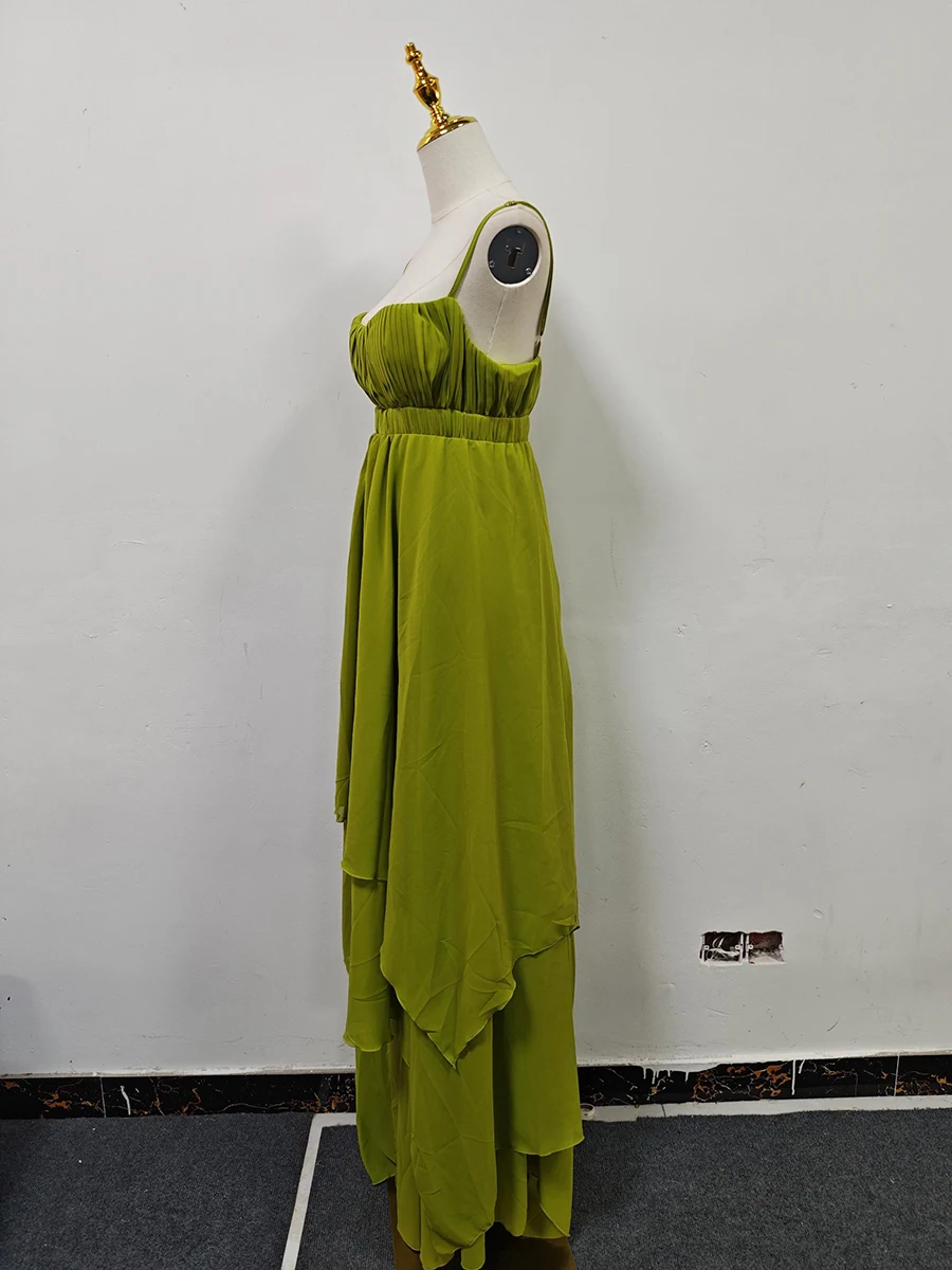 Vgh verão emendado recorte vestidos irregulares para mulheres gola quadrada sem mangas cintura alta elegante camisola vestido longo feminino novo