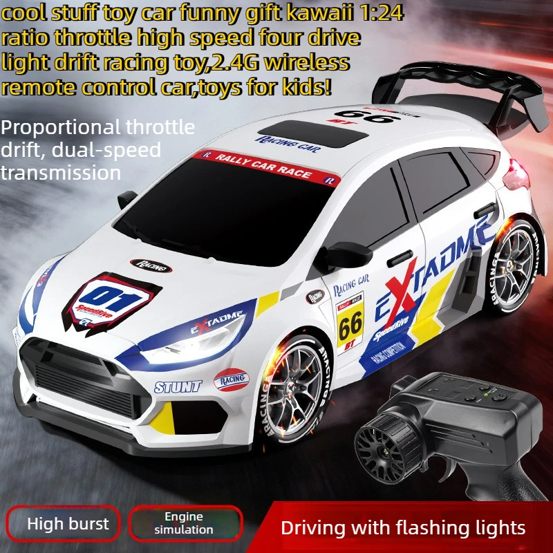 Cool Stuff Toy Car Funny Gift-1:24 High Speed 4WD Rc Drift Car,Remote Control Car Toy,Kawaii Light Racing Rc Cars,Toys for Kids