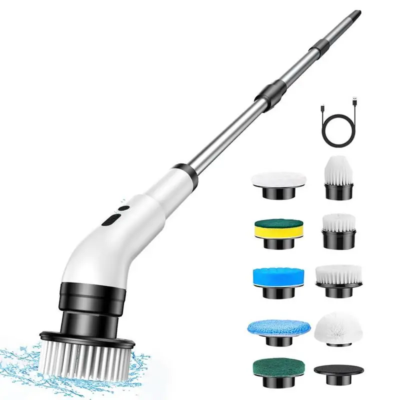 10-in-1 Multifunctional Wireless Electric Cleaning Brush Household Kitchen Bathroom Brush USB Handheld Rotating Cleaning tools