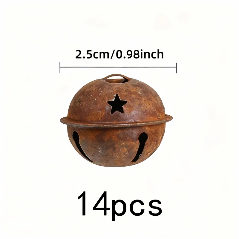 14 pcs Distressed Jingle Bells with Clear Bell Sound, ideal for Garden Outdoor Ornament and Rustic Party Decor