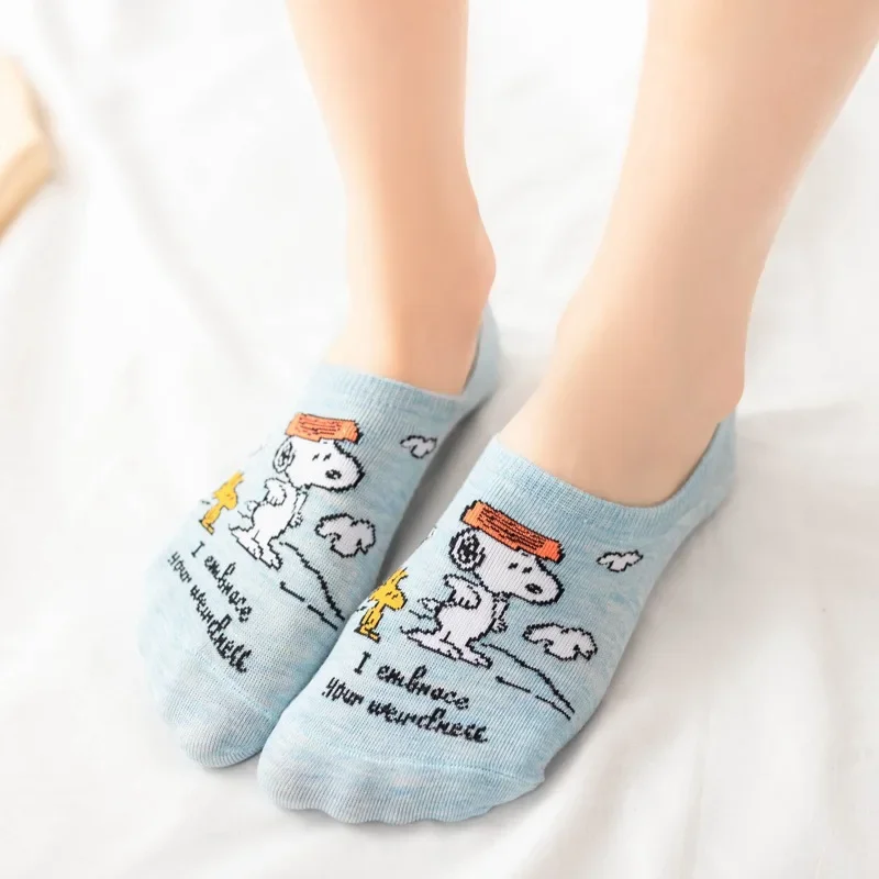 Snoopy Summer Ankle Socks Women Cartoon Soft Cotton Casual Cute Funny Silica Gel Invisible Ankle Socks Short Japanese Socks New